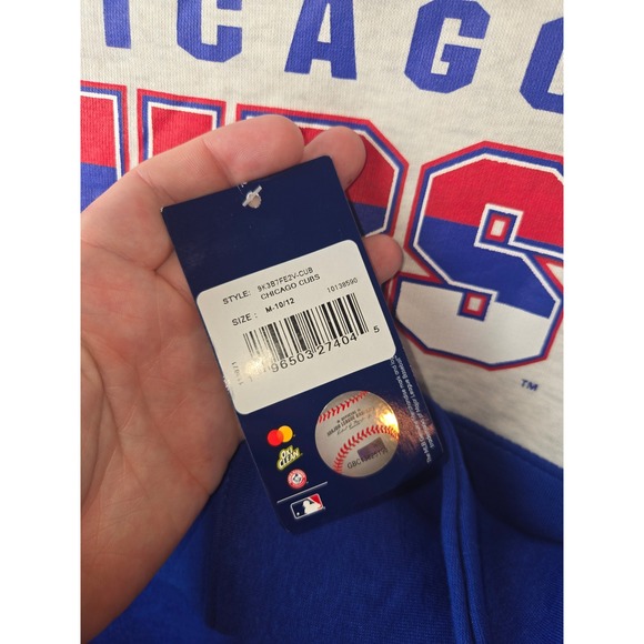 MLB Chicago Cubs Youth Hoodie Grey Blue Colorblock Pullover Sweatshirt Med - Picture 4 of 6